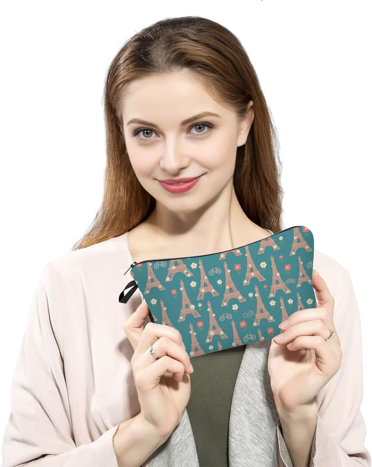 Bolsa organizadora maquillaje Eiffel azul y verde