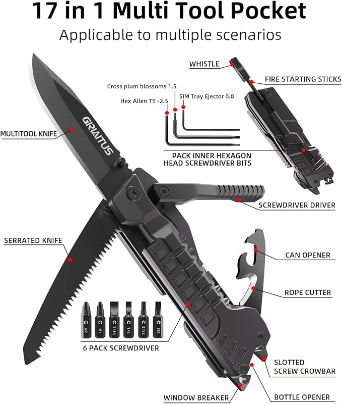 Cuchillo multiuso 17en1 para acampar y supervivencia
