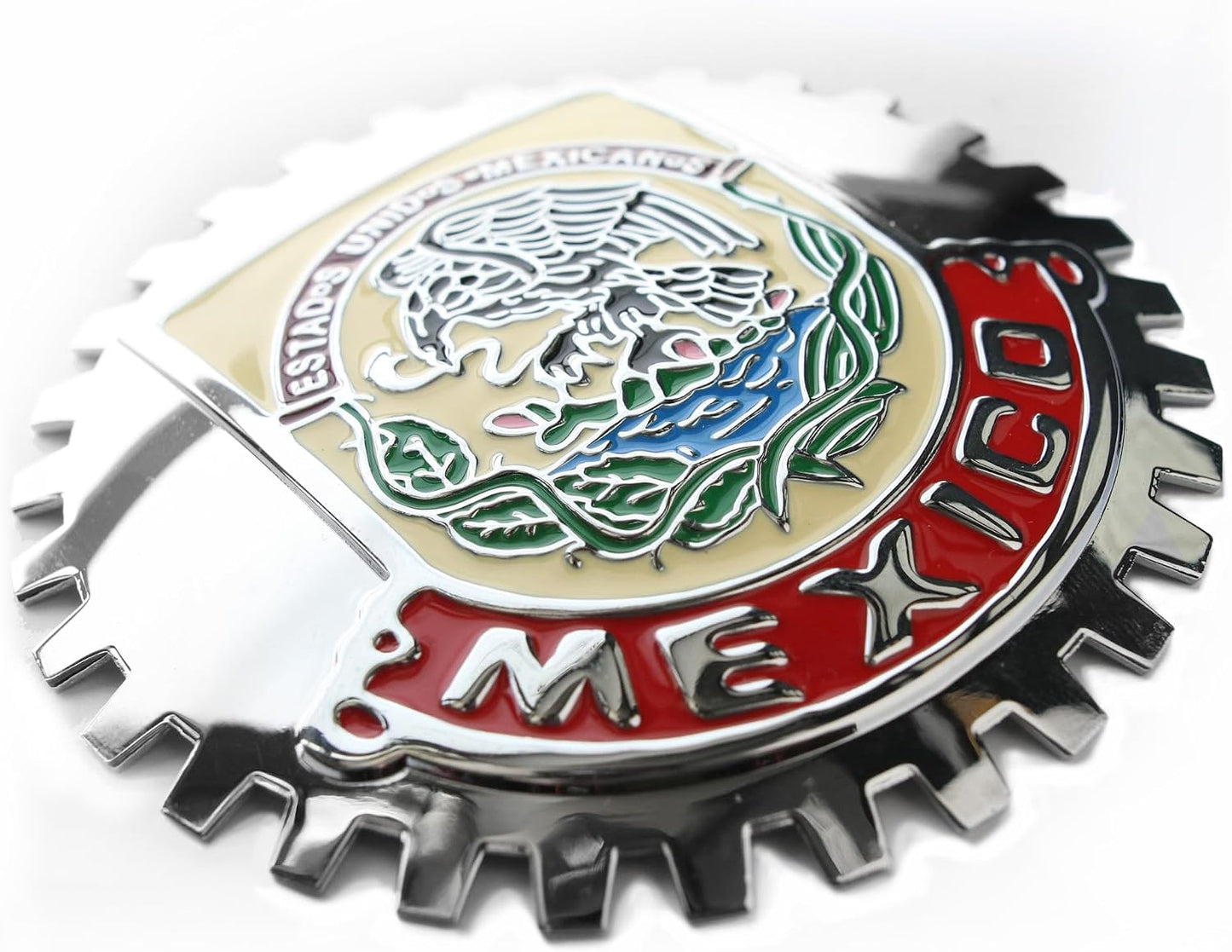 Espejo rojo cromado emblema mexicano para camiones