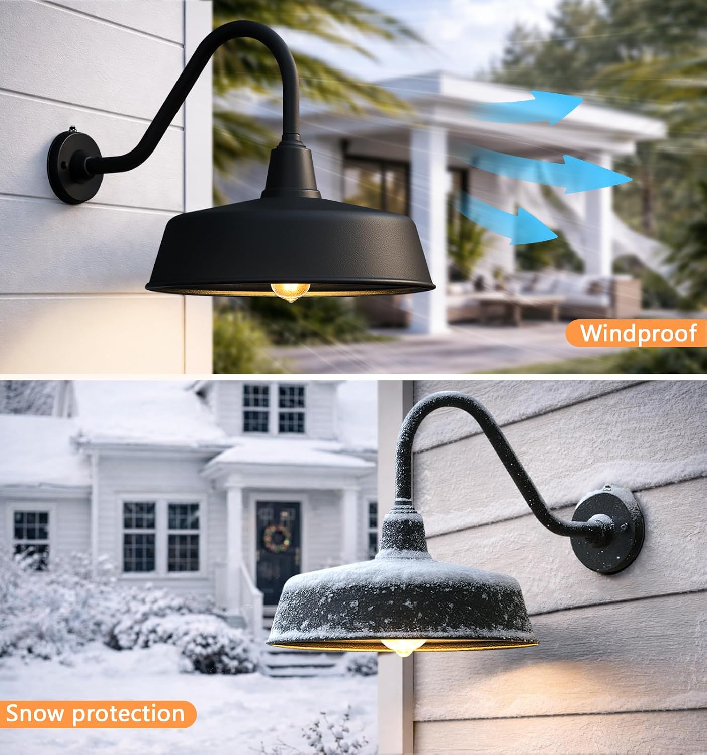 Luz cuello cisne 15pulg exterior pared porche casa garaje