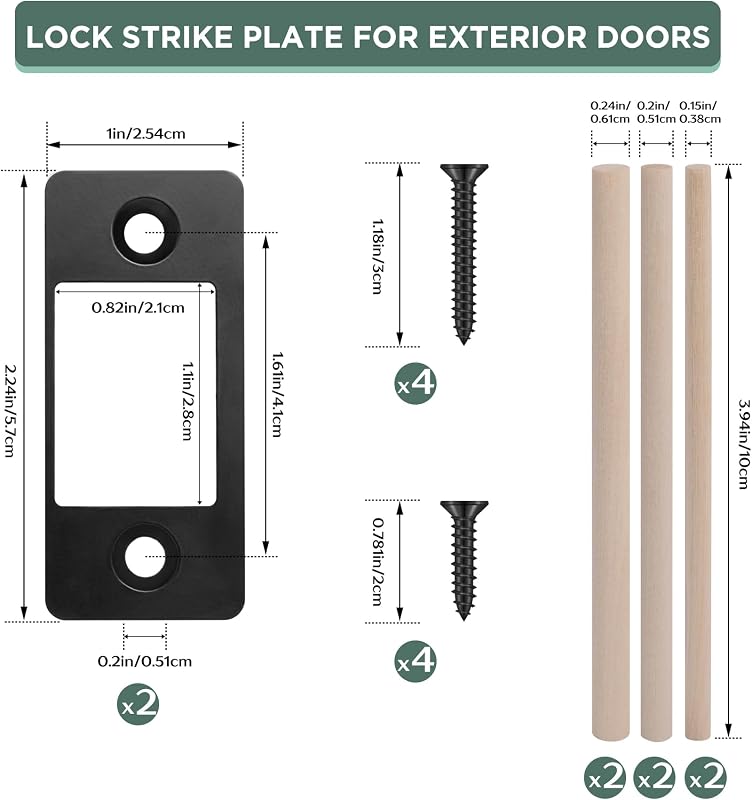 2 Pk Placas de golpe acero inox con clavijas madera