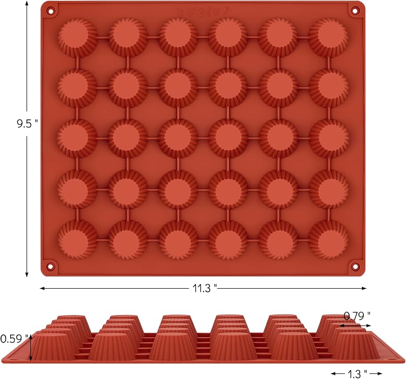 30 Moldes Silicona Tazas Mini para Chocolates Trufas