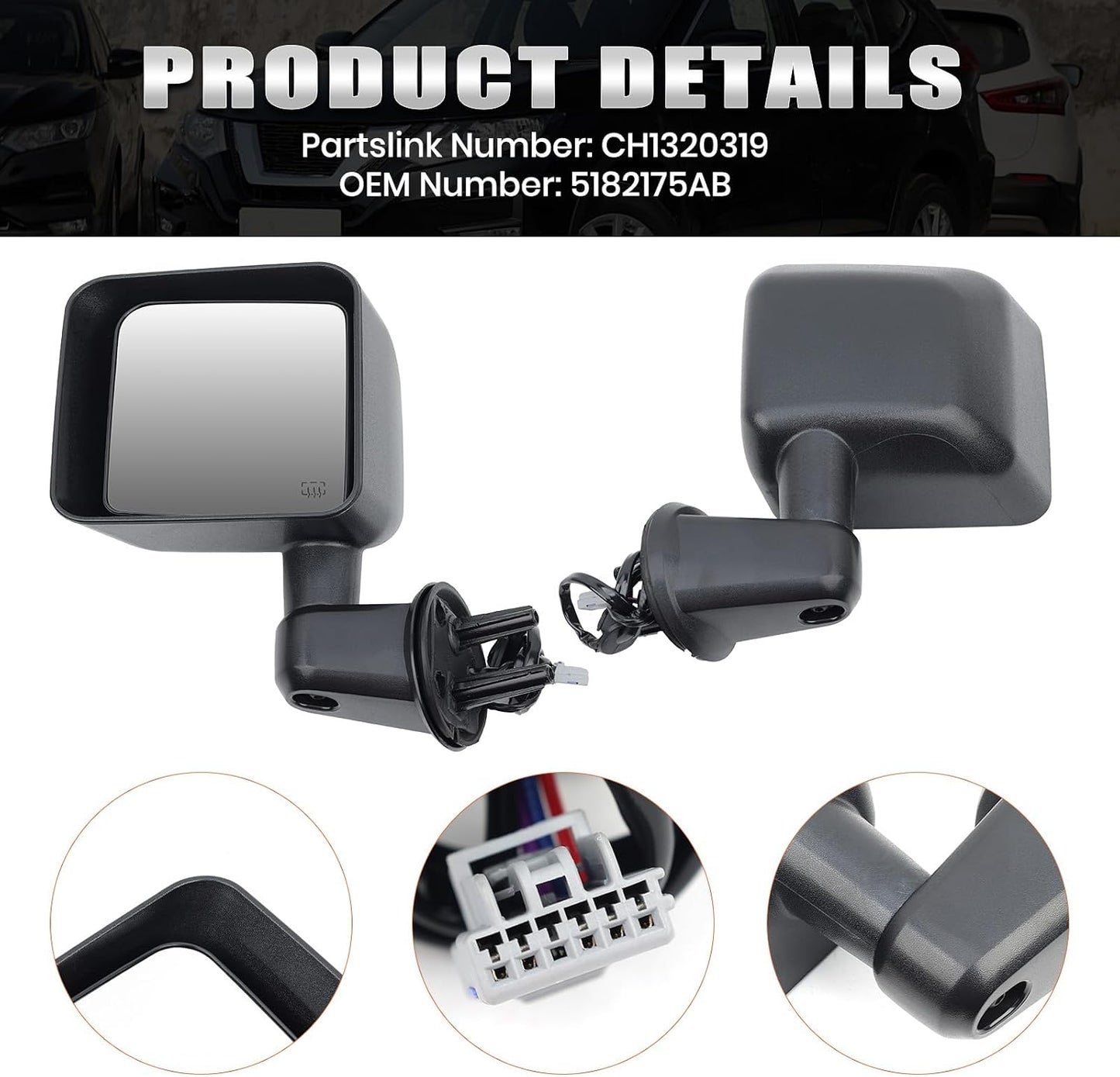 Espejo conductor izquierdo Jeep Wrangler JK con calefacción