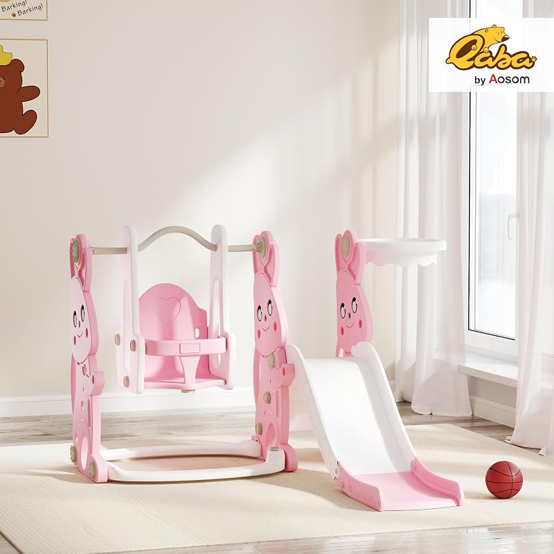 Set tobogán y columpio 4en1 para niños 1.5-4 años color rosa