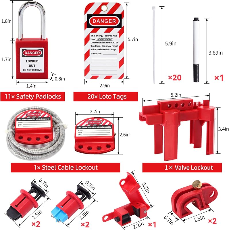 Kit Loto con bloqueo disyuntor, válvula, enchufe y cable