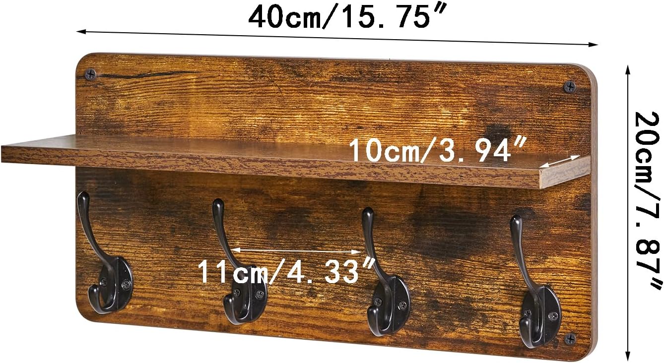 Estante Perchero Madera 2 Pzas 8 Ganchos 31.5" Cocina