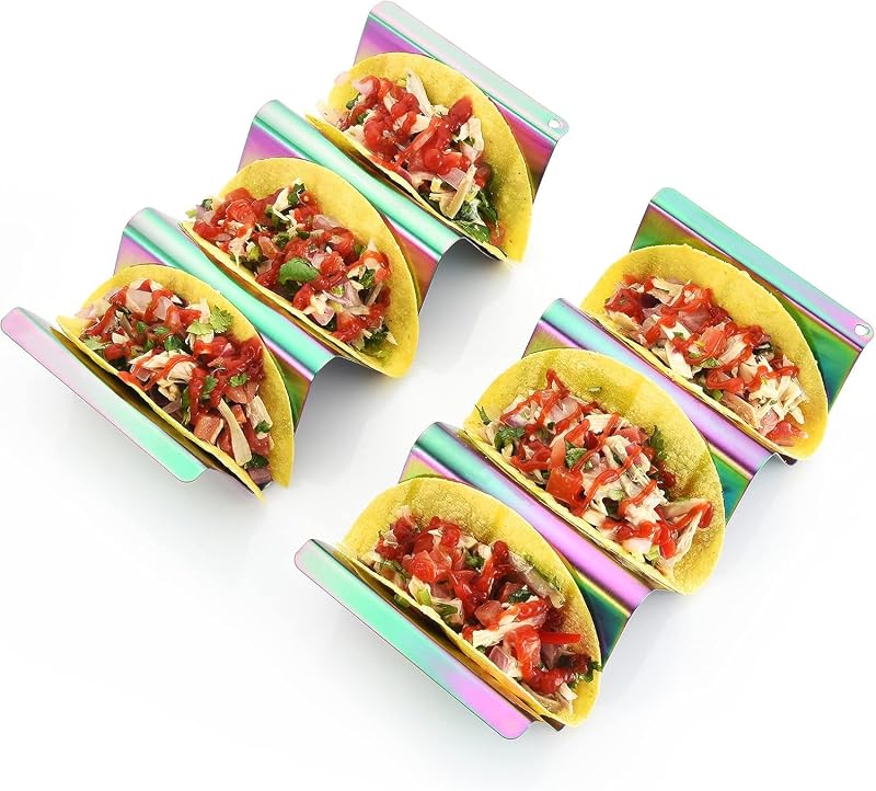 Set 4 soportes tacos titanio bandeja vibrante
