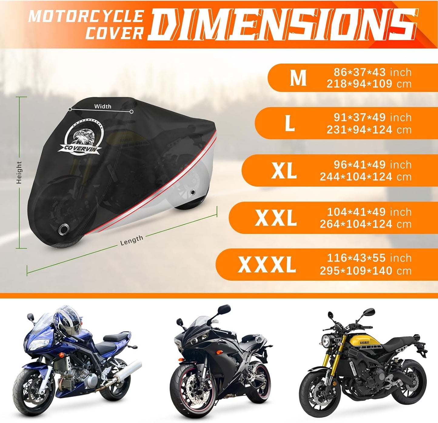 Funda motocicleta 210D negro impermeable
