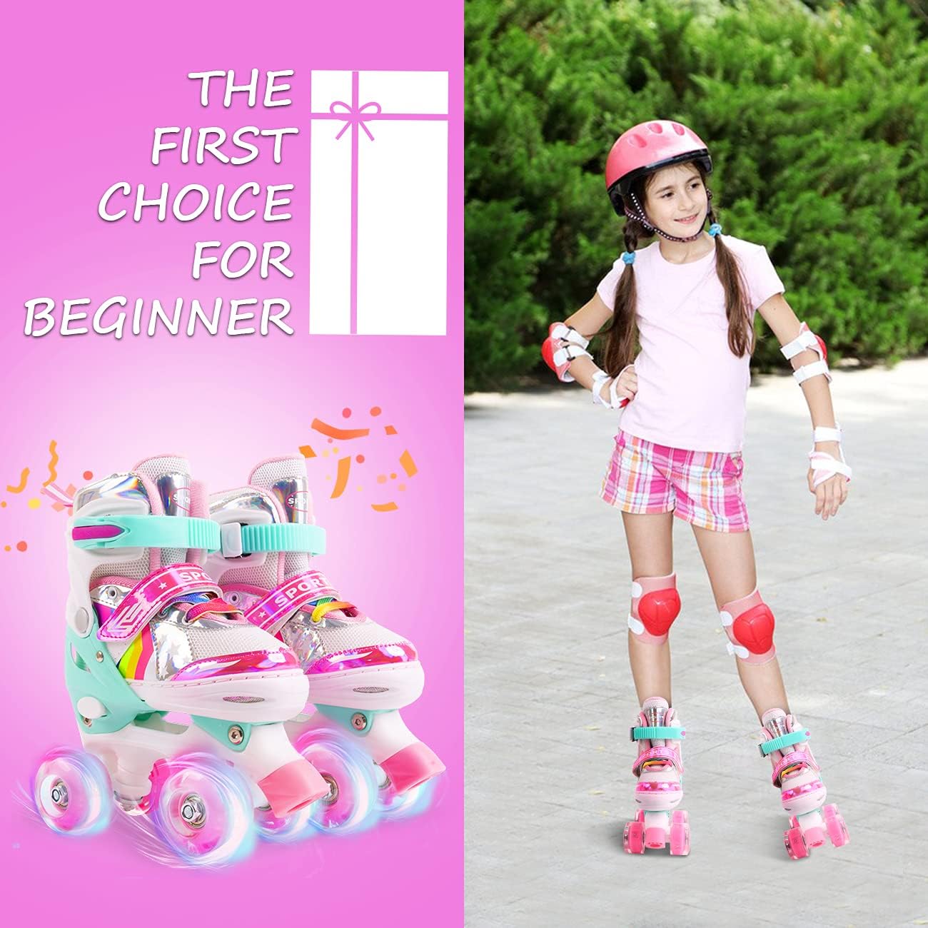 Patines ajustables con ruedas iluminadas para niños