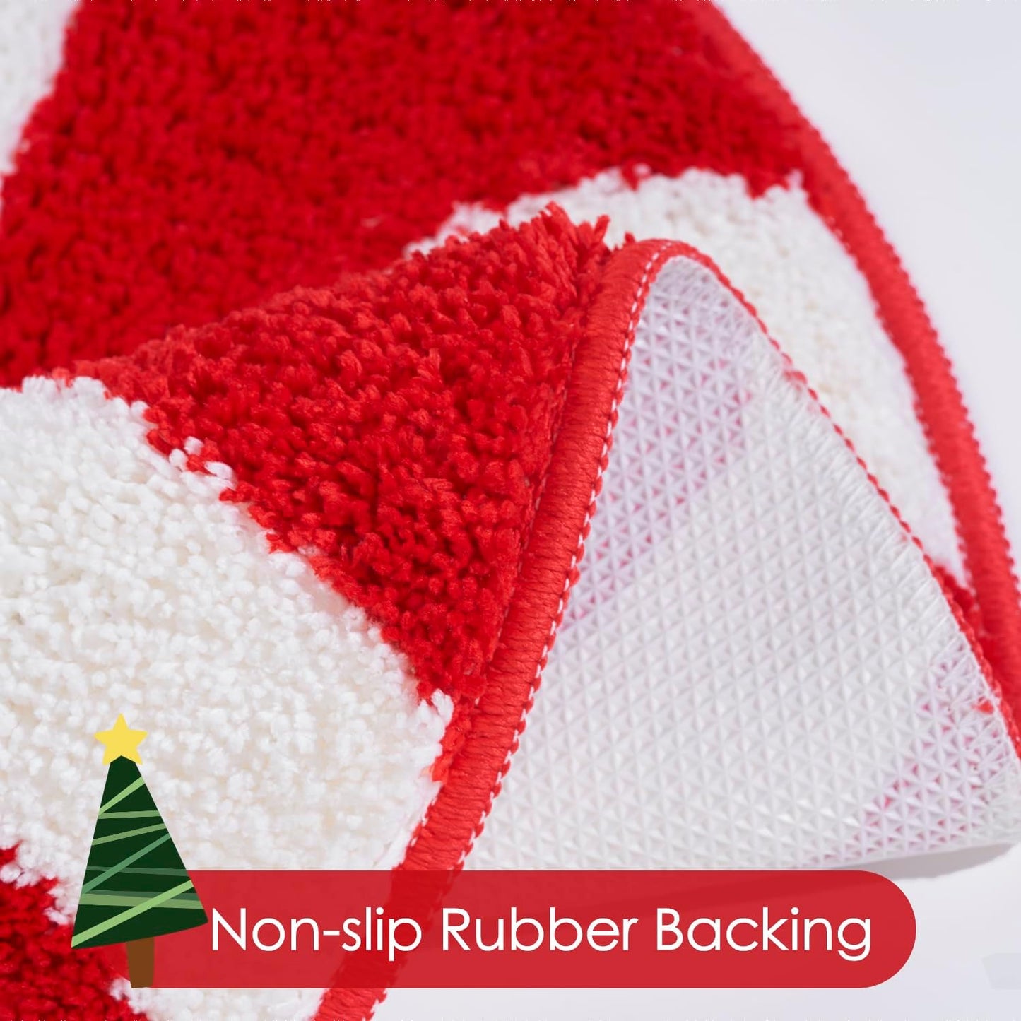 Tapete baño navideño bastón caramelo antiderrap lavable 24x