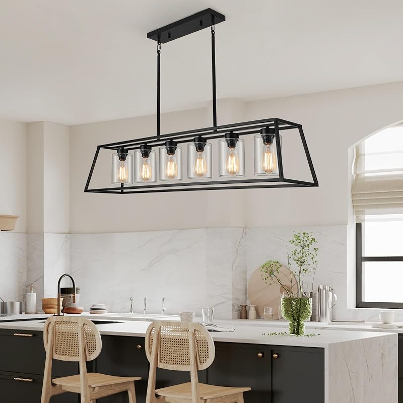 Candelabros rectangulares 6 luces negras vidrio transparente