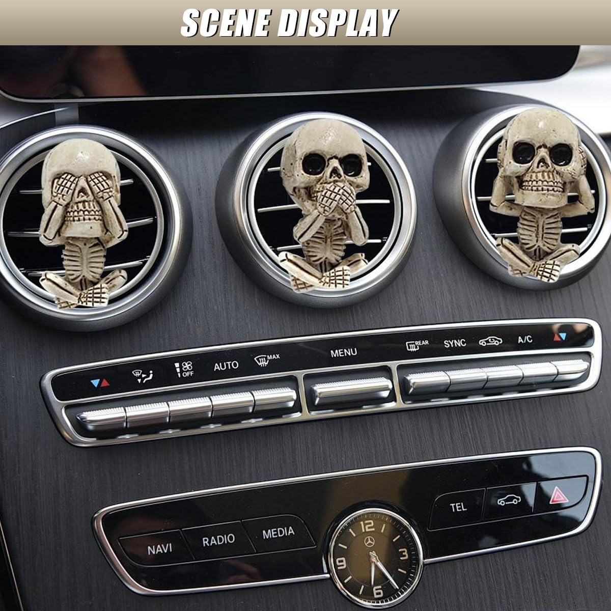 Ambientador Halloween calavera para coche clip ventilación