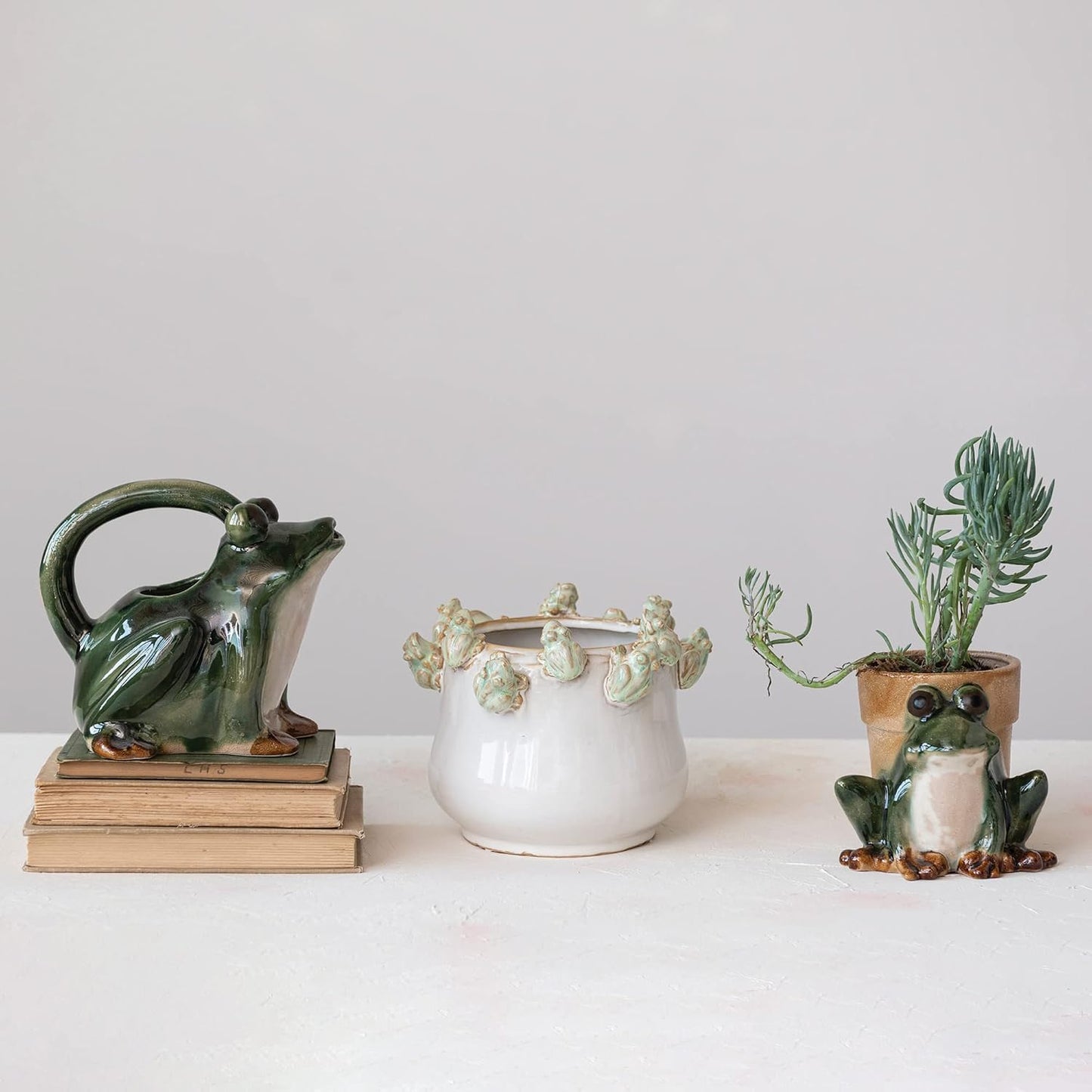 Jarra riego rana gres verde