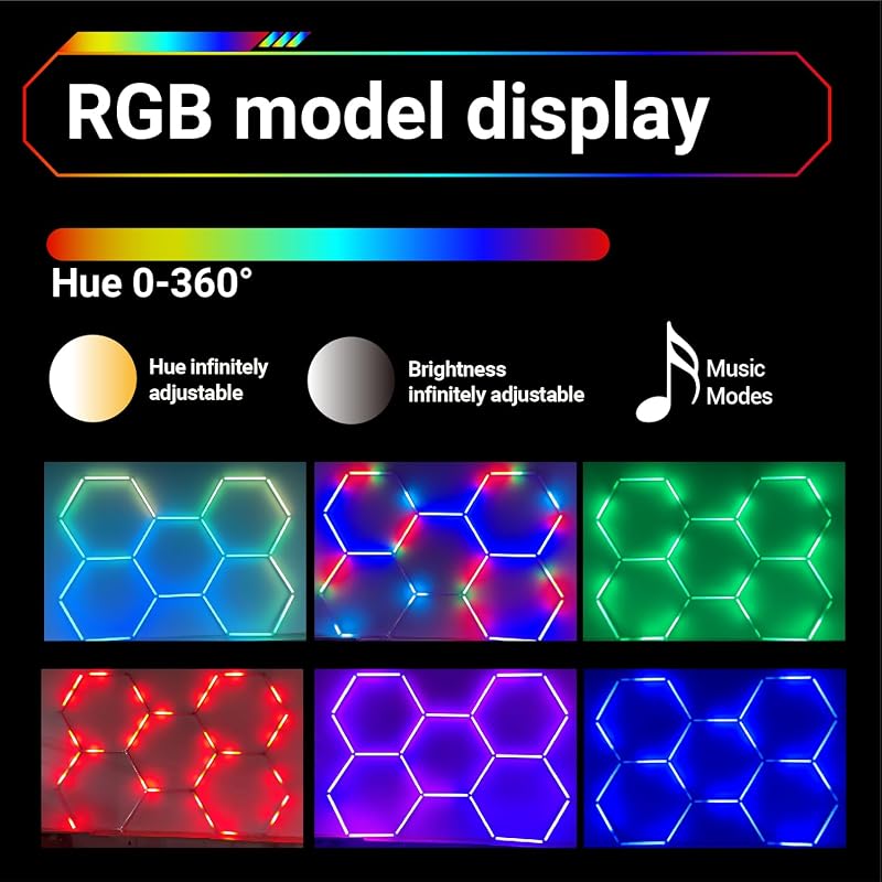Luces garaje RGB 356 colores app control remoto techo panal
