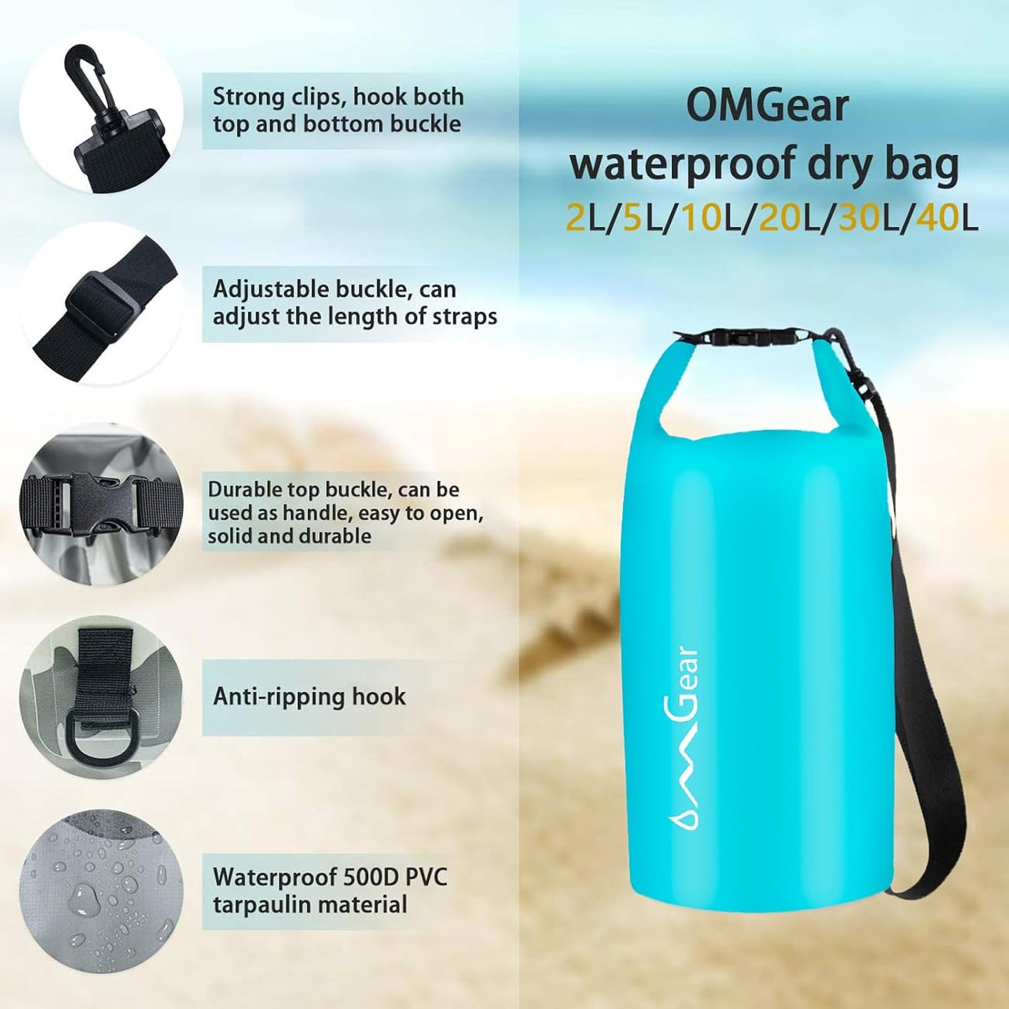 Bolsa flotante impermeable para kayak 40L 30L 20L 10L 5L