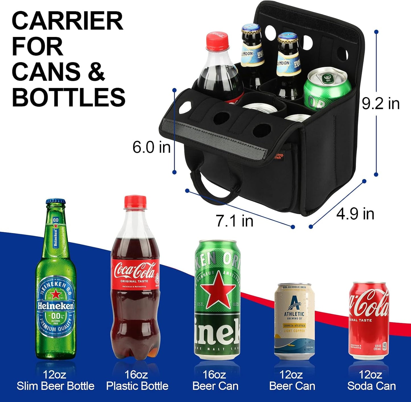 Bolsa portabotellas neopreno aislante para 6 latas negro