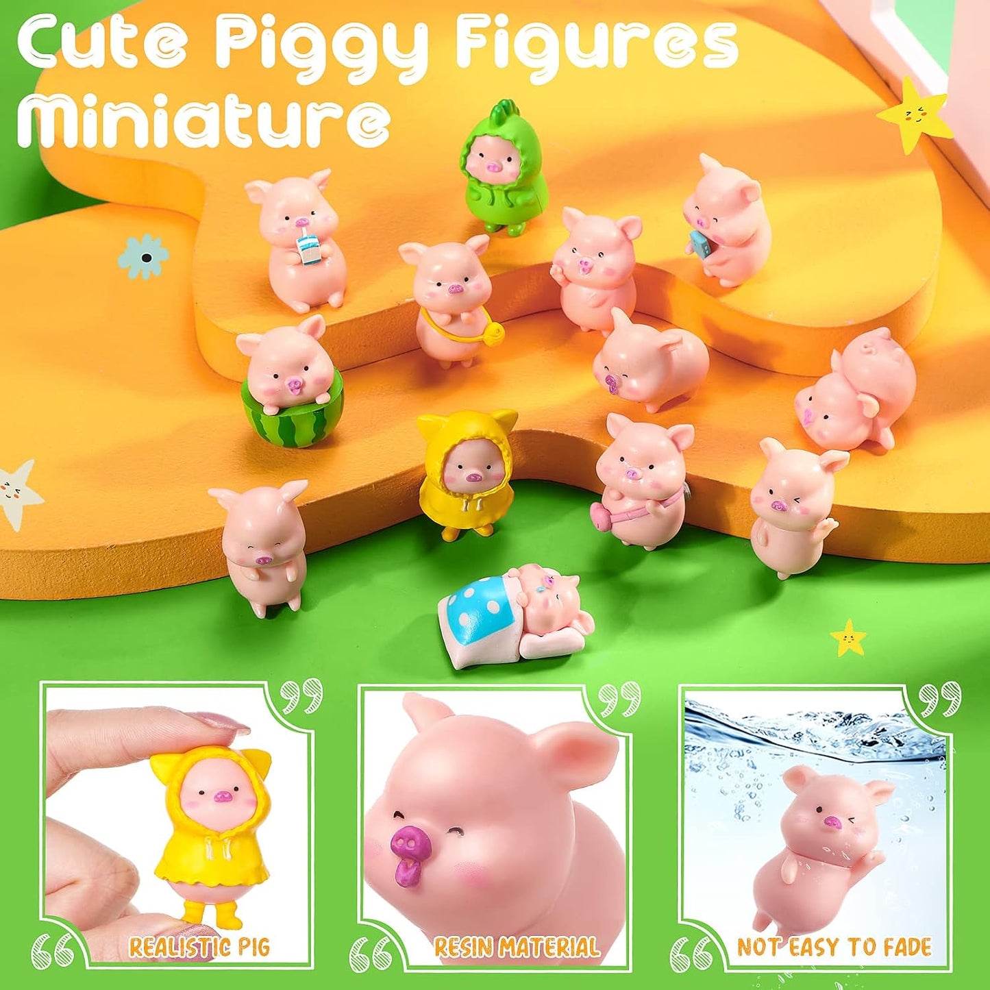 13 Pzas Figuras Cerdo Resina Decoración Fiesta Cumpleaños