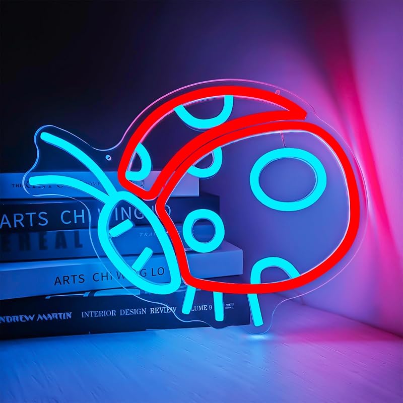 Letrero neón mariquita luz LED regulable para dormitorio