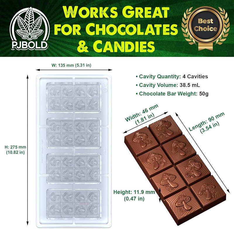 Molde barra chocolate 8 pzas 1.76oz policarbonato