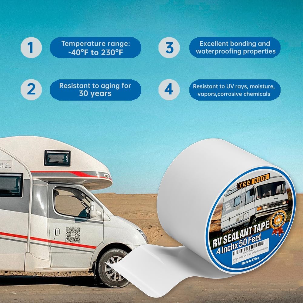 Cinta selladora RV 4" x50ft impermeable UV resistente