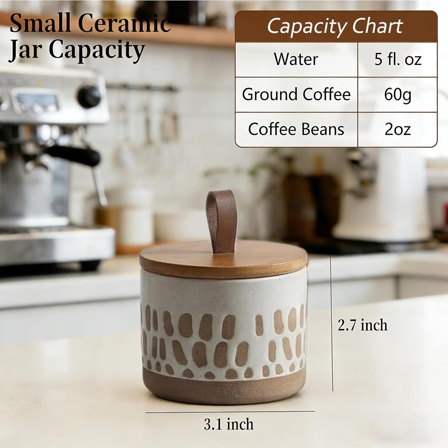 Tarro cerámica 5oz con tapa para especias y alimentos
