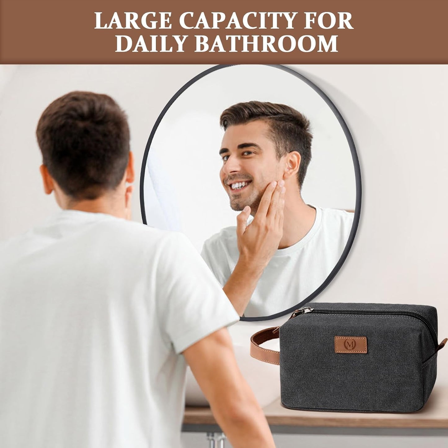 Bolsa aseo hombre impermeable con grabado iniciales y espiga