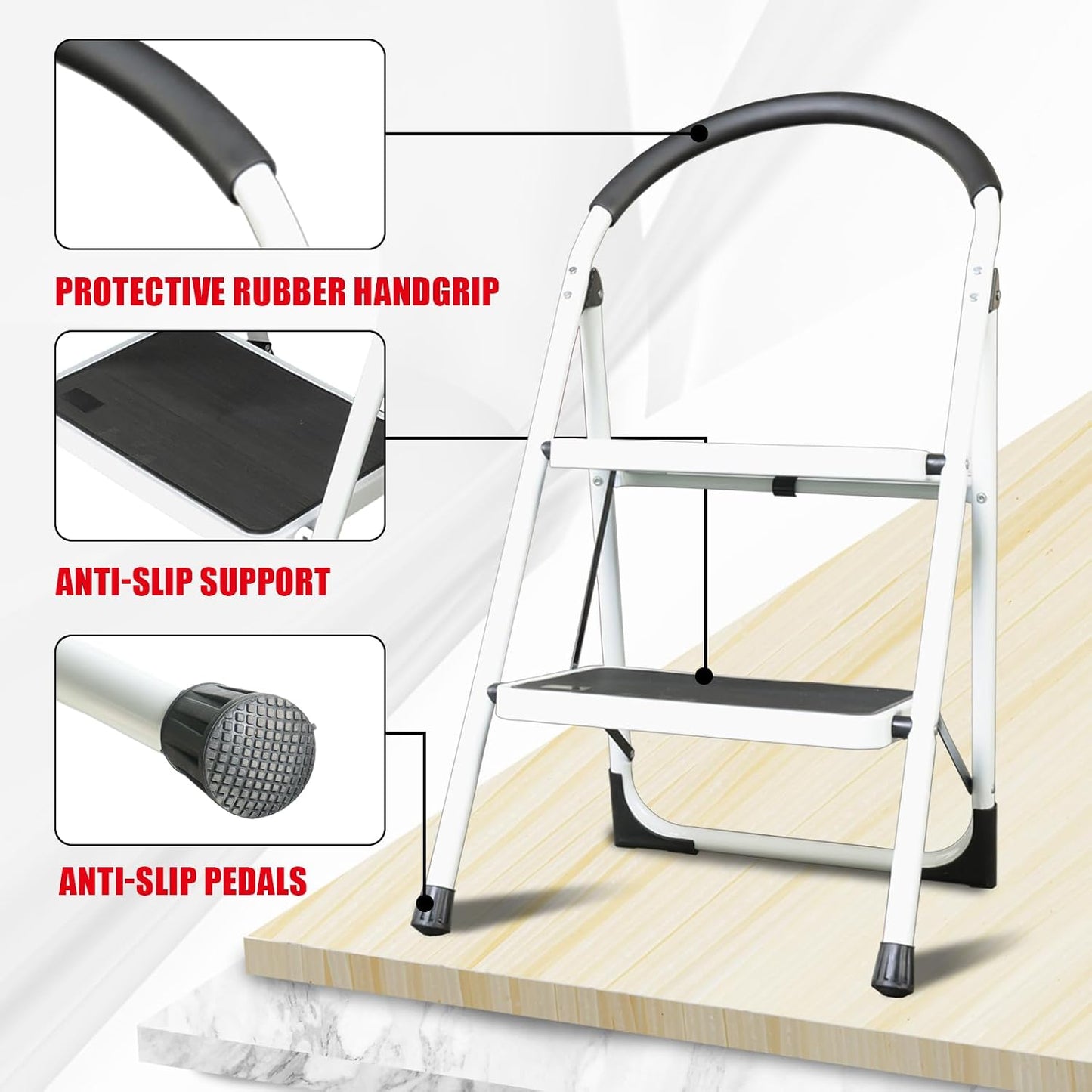 Escalera 2 escalones taburete plegable antiderrap 400lb