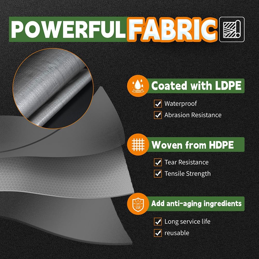 Lona polimérica impermeable 6x10ft 10mil bordes reforzados