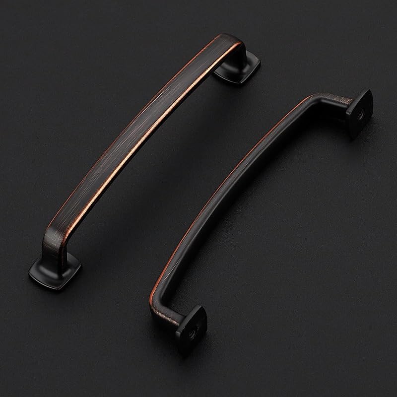 25 Tiradores Cajón 5" Bronce Frotado Manija Curva Cocina