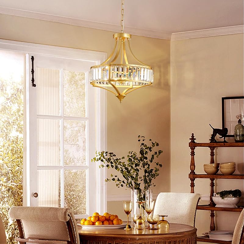 Candelabro de Oro Redondo con 4 Luces Cristal para Sala
