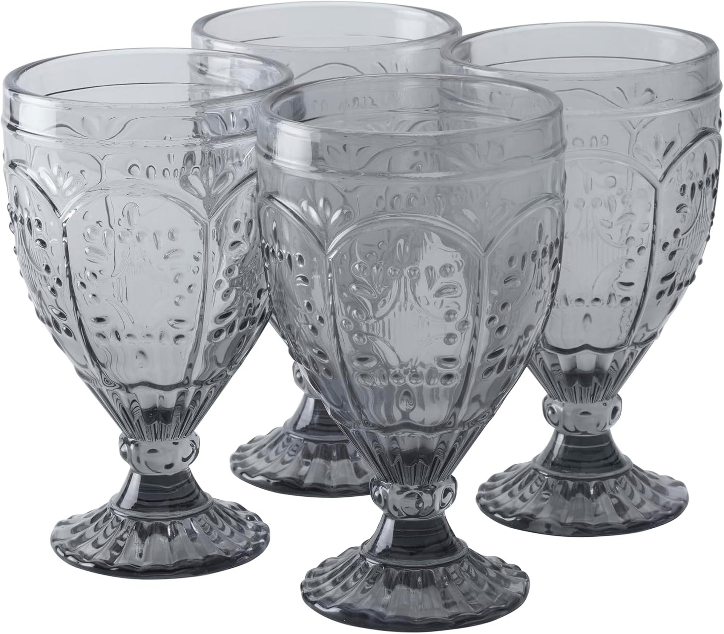 Vasos de mesa con pie ornamental set 4 humo