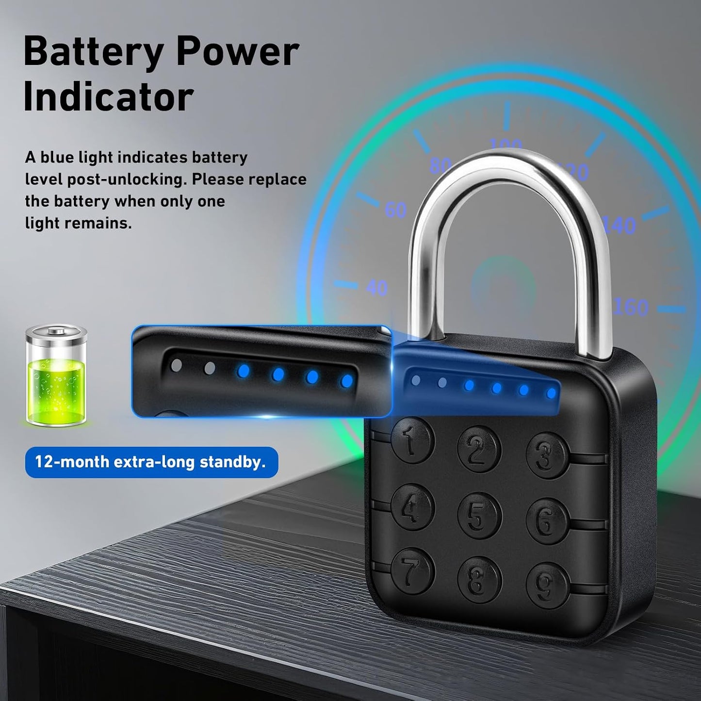 Candado combinación 6 dígitos bluetooth impermeable