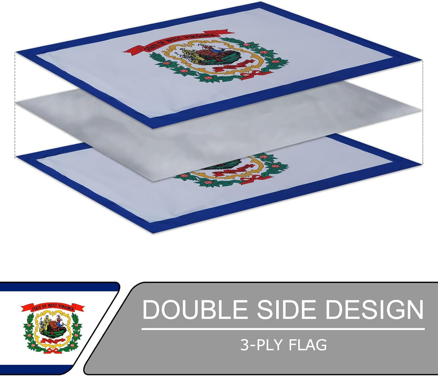 Bandera WV 3x5ft doble cara poliéster con ojales latón