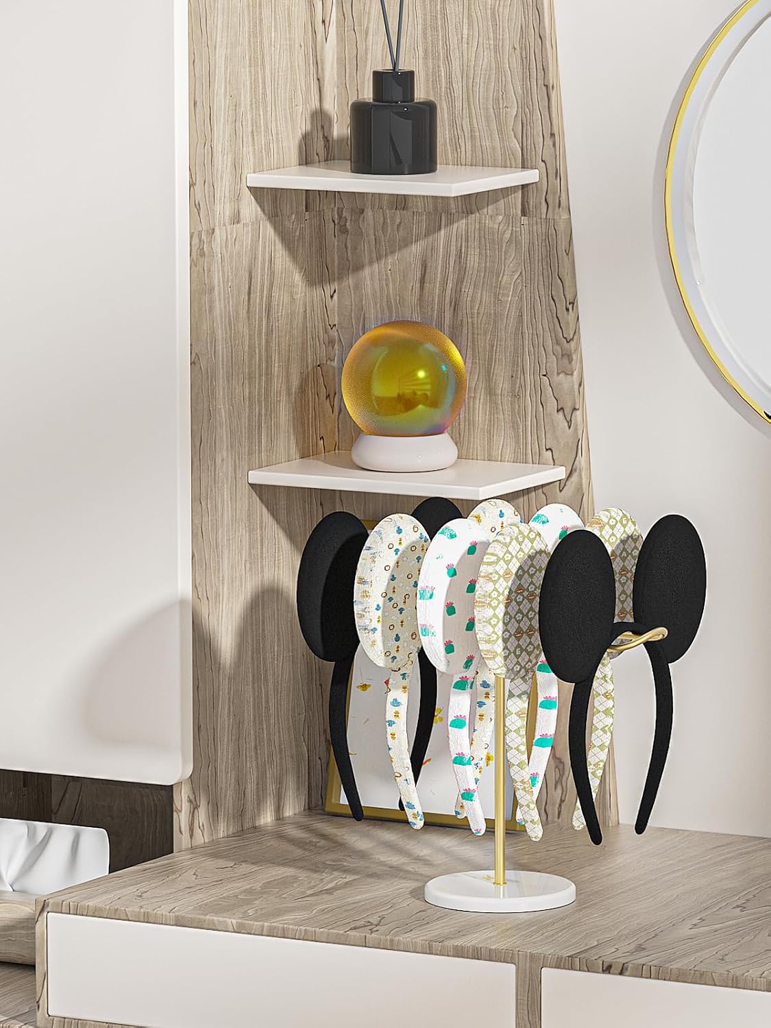 Soporte diadema metal dorado almacenamiento accesorios