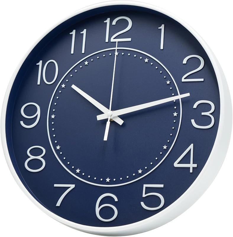 Reloj pared 12pulg cuarzo silencioso moderno azul