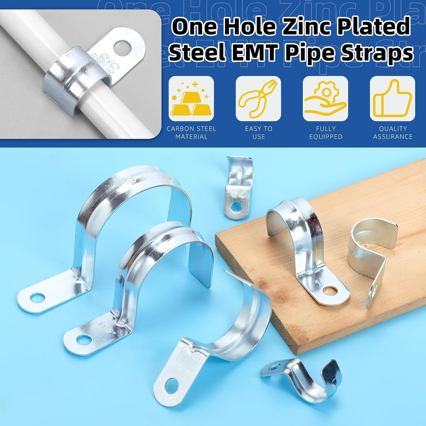 Kit correas tubo EMT acero galvanizado 1 pulg 1 agujero