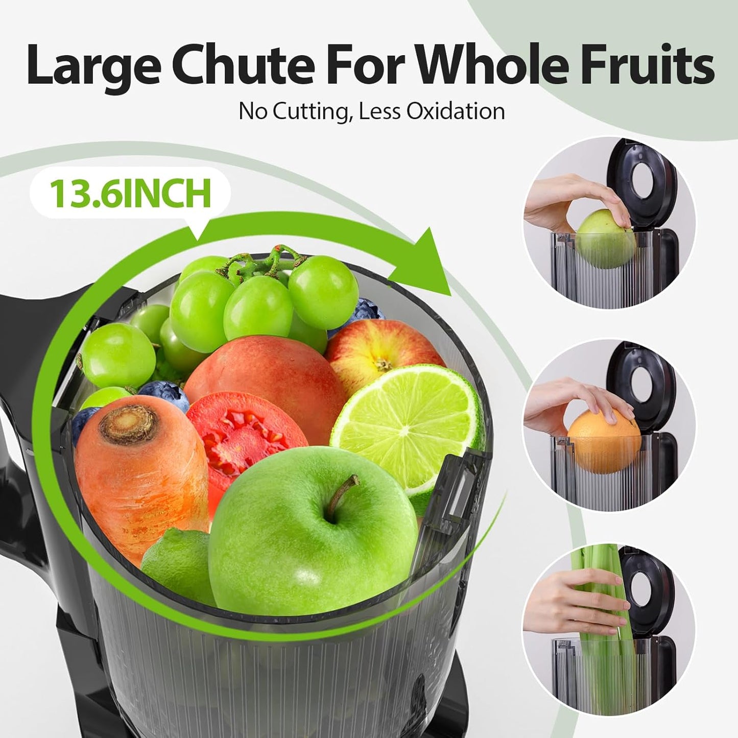 Exprimidor frutas masticador canal ancho fácil de limpiar