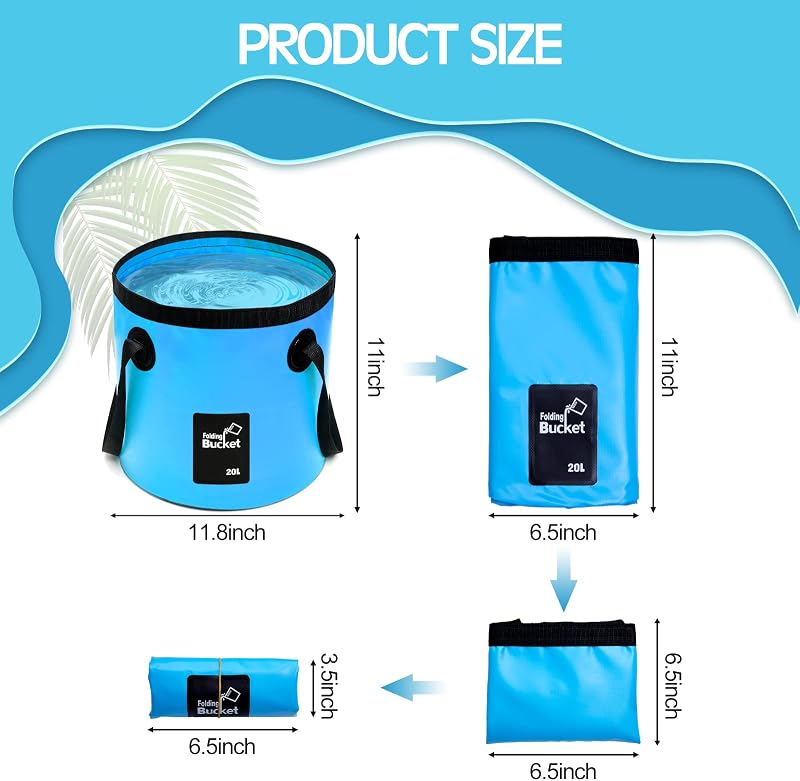 8 Cubo plegable 5gal 20L con asa para campamento playa