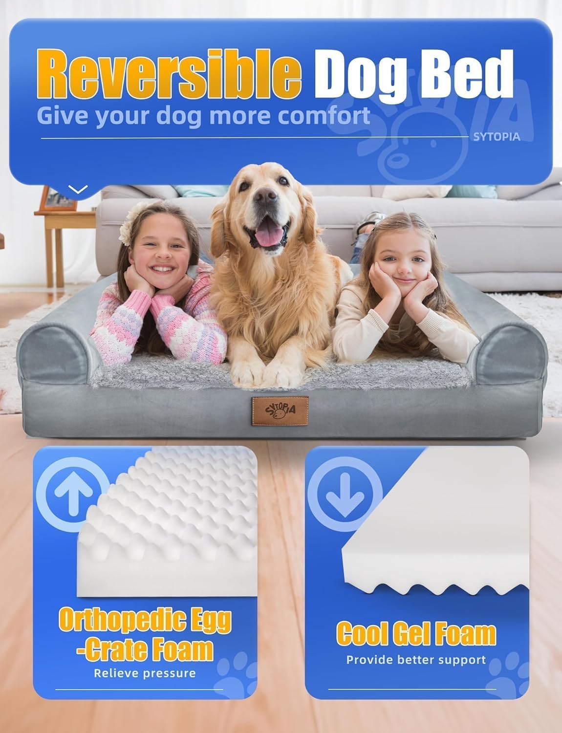 Cama ortopédica perros XL 42pulg lavable antideslizante