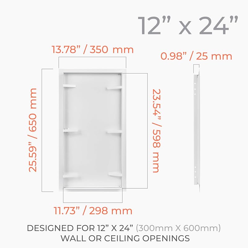 Panel acceso 12x24" blanco metal para pared techo fontanería