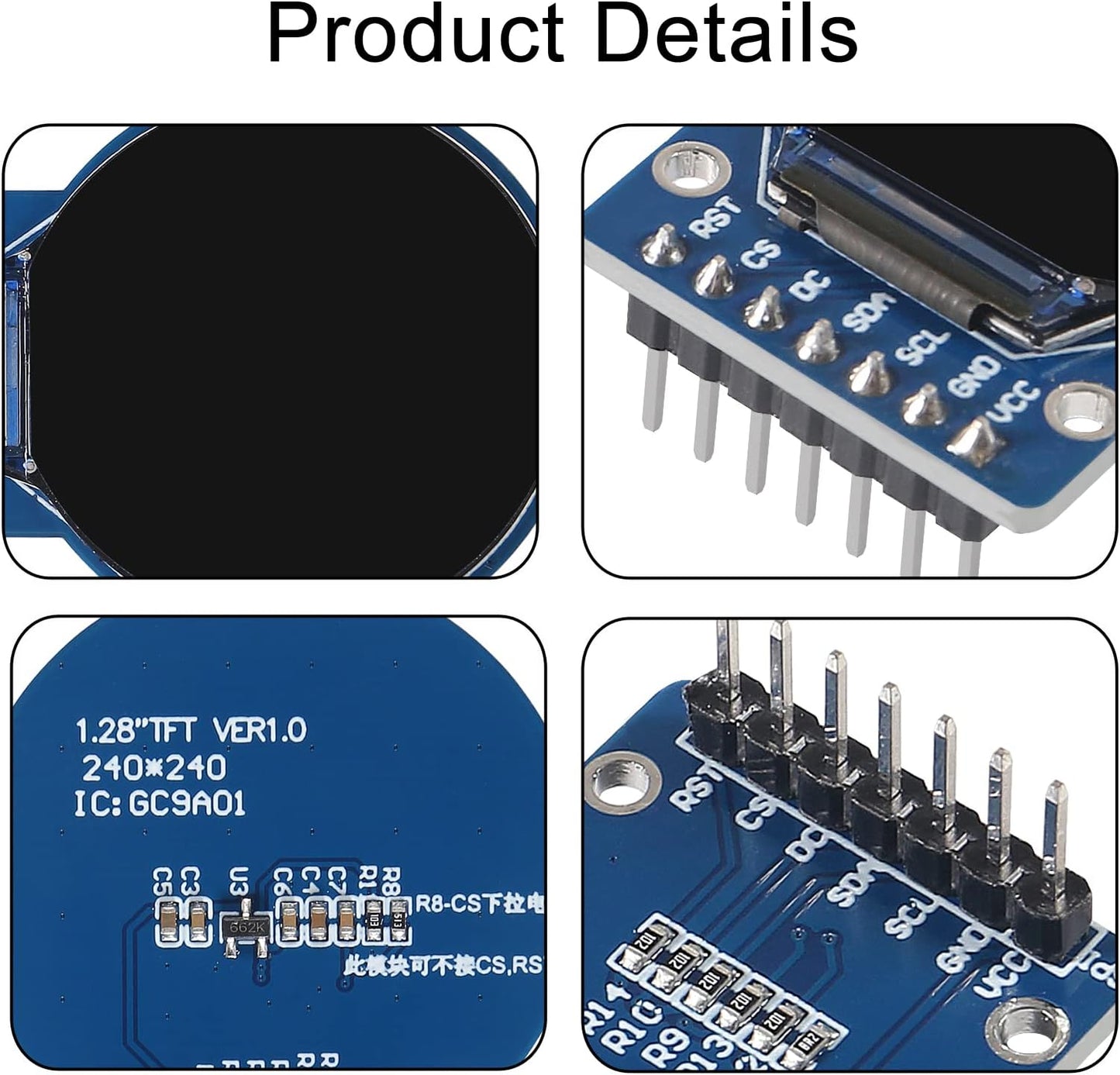 3 Pzas Pantalla TFT LCD Redondo 240x240 para Arduino