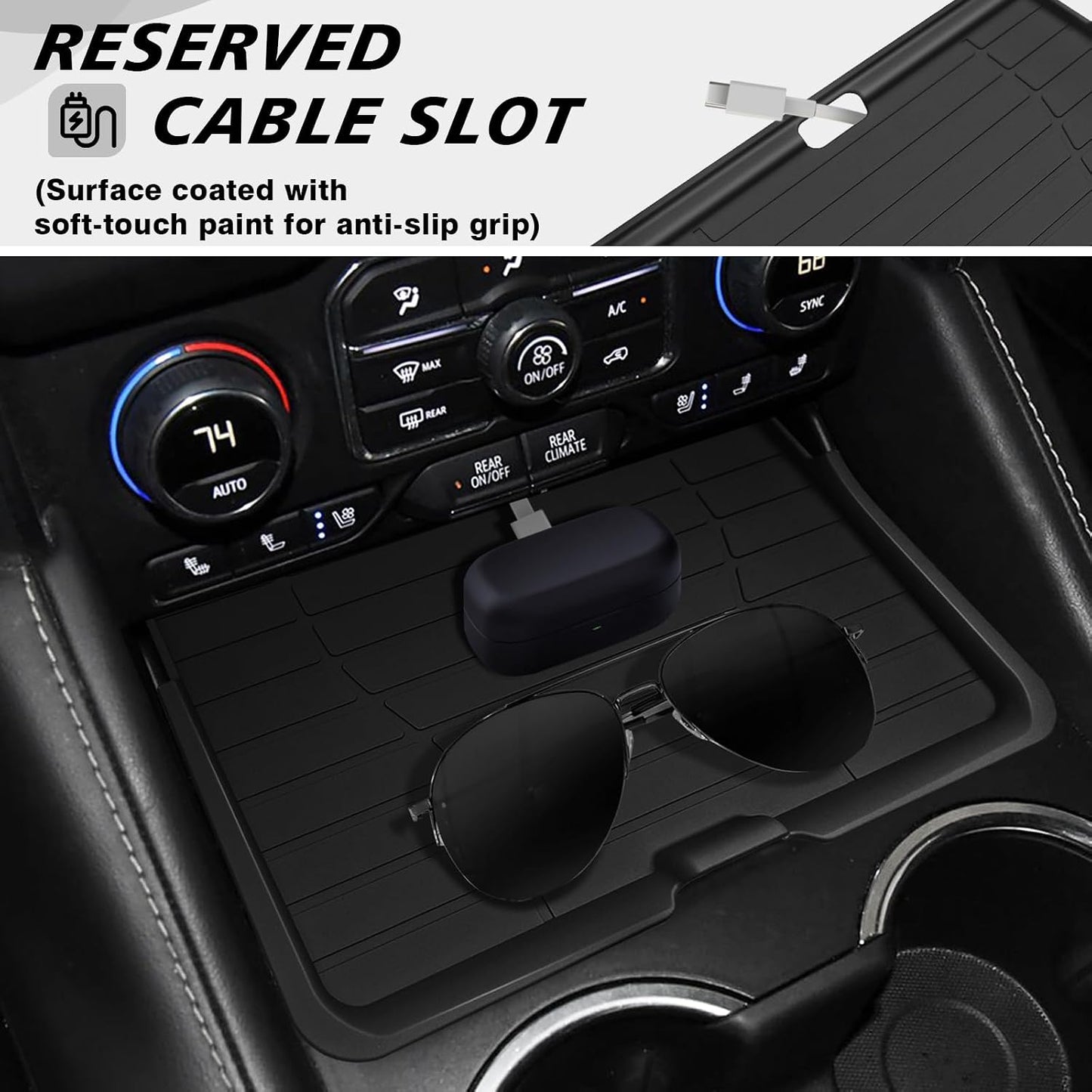 Organiz. consola GMC Yukon Chevy Tahoe 2021-23 funda USB