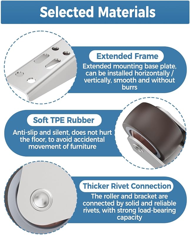 8 Ruedas Giratorias Silenciosas 1pulg para Muebles