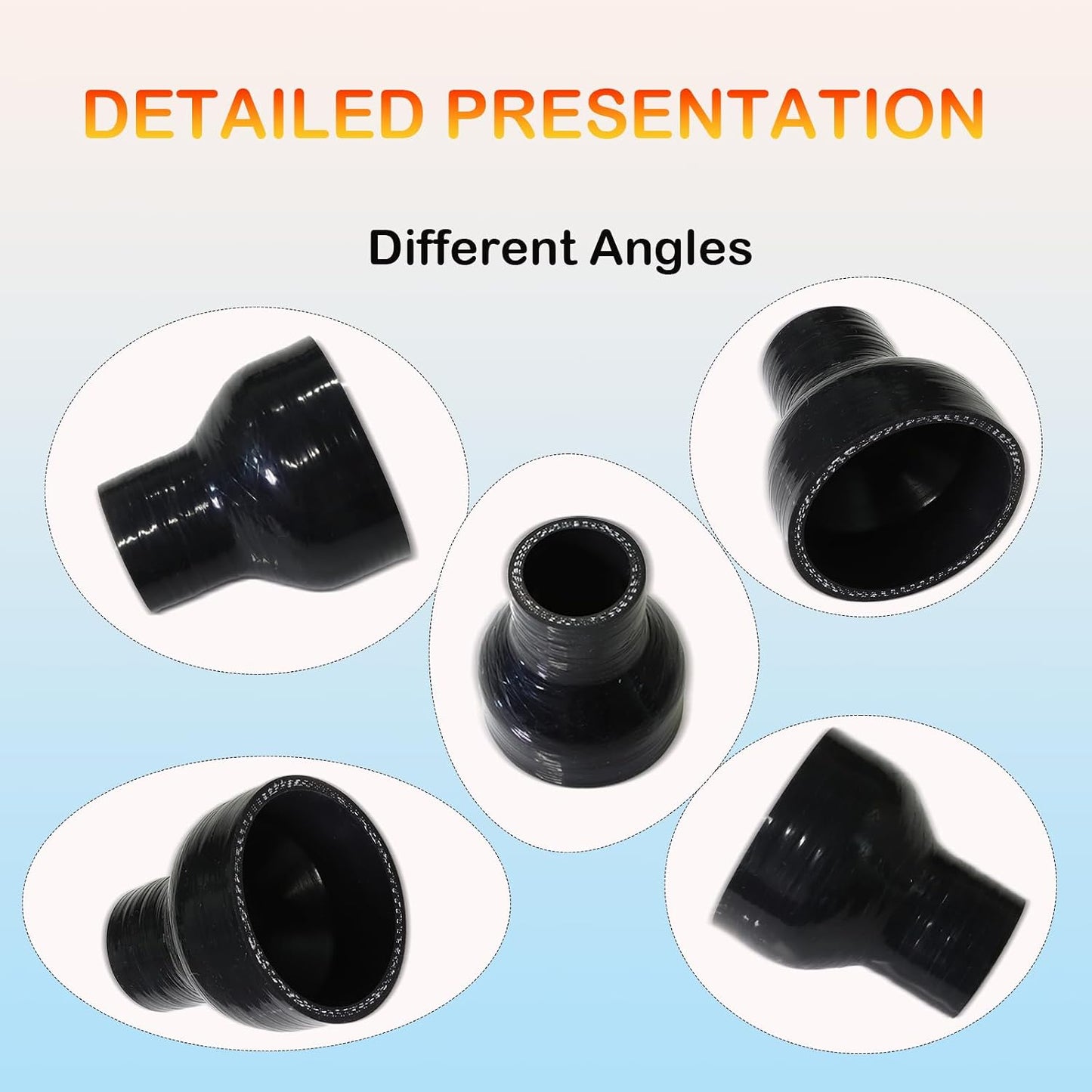 Manguera silicona auto reducer recta 76mm acoplador 3 capas