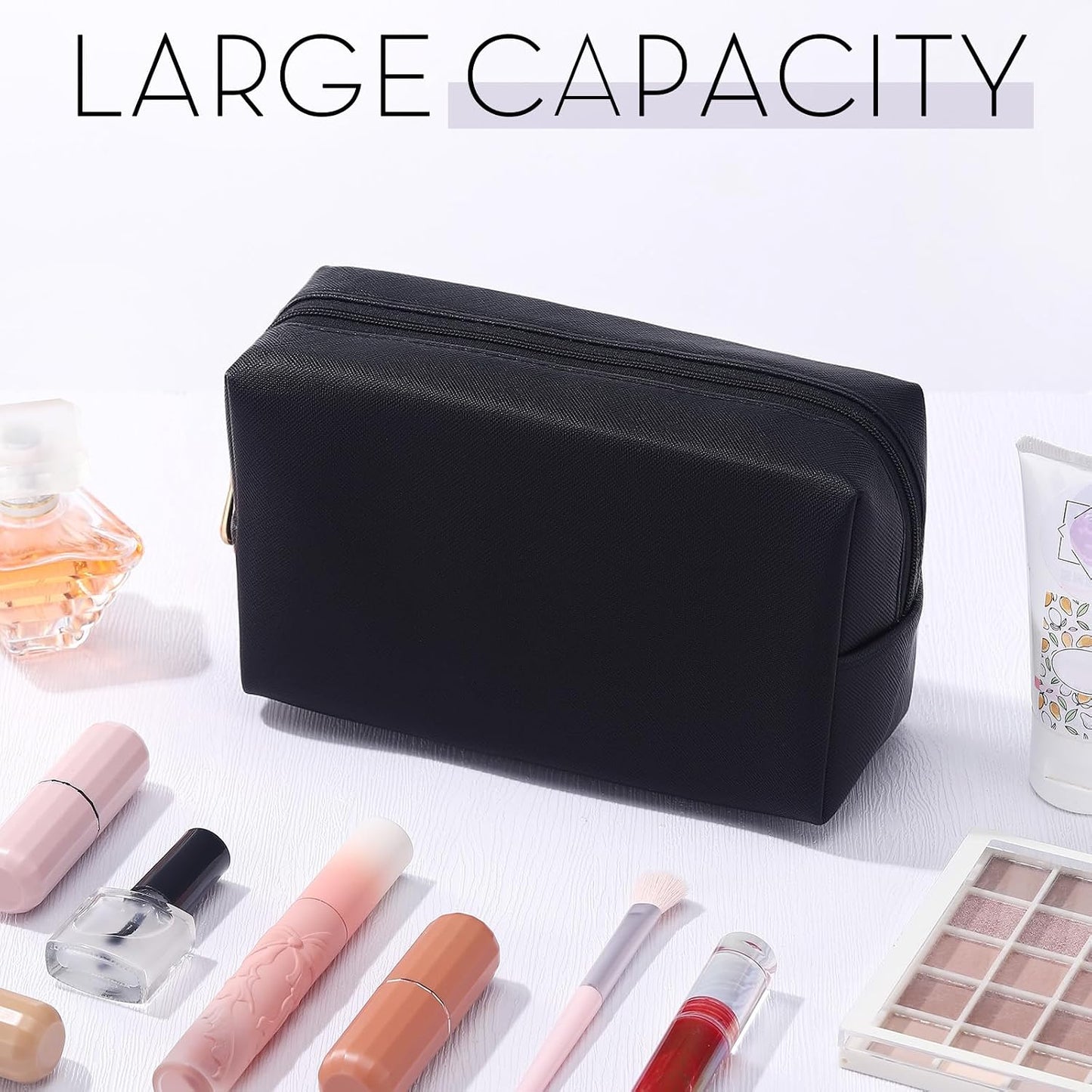 15 Pzas Bolsas Maquillaje Cuero PU Impermeables para Mujer