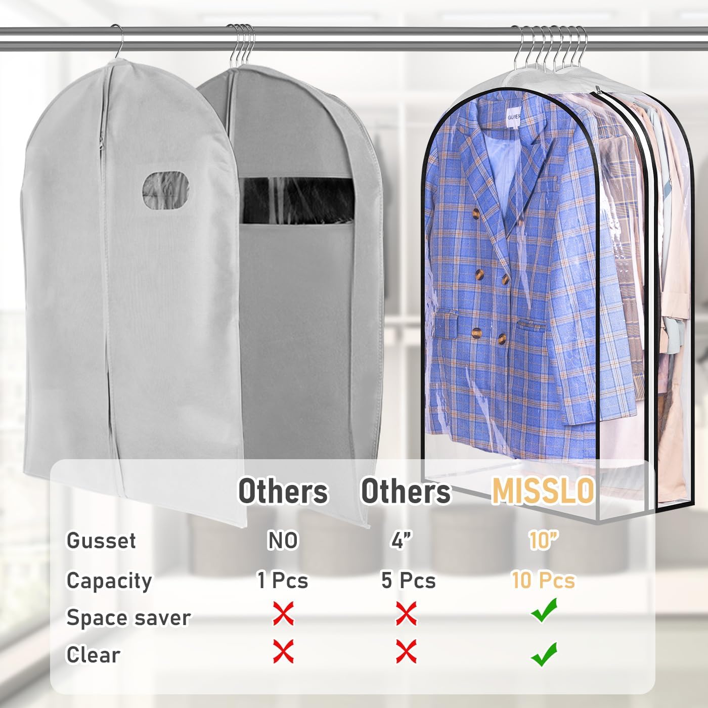 Bolsas colgar ropa transparente 32" y 10" reforzadas 3 Pzas