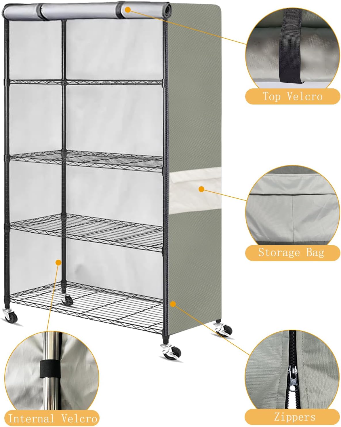 Funda estante alambre 48x18x72" ajuste universal verde
