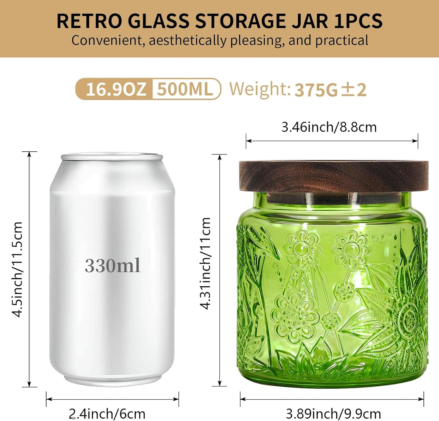 Tarro cristal vintage con tapa madera para azúcar té galletas