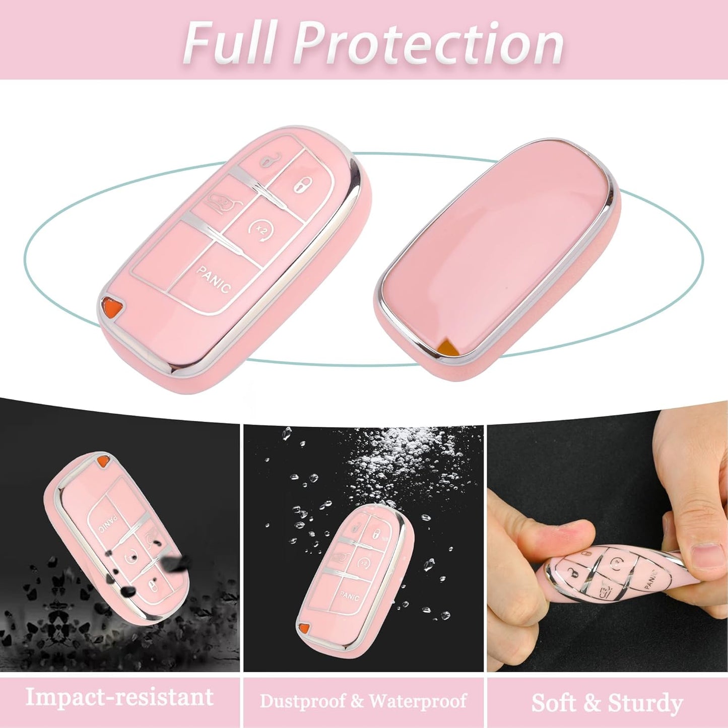 Funda TPU llavero Dodge Challenger 3-5 botones rosa