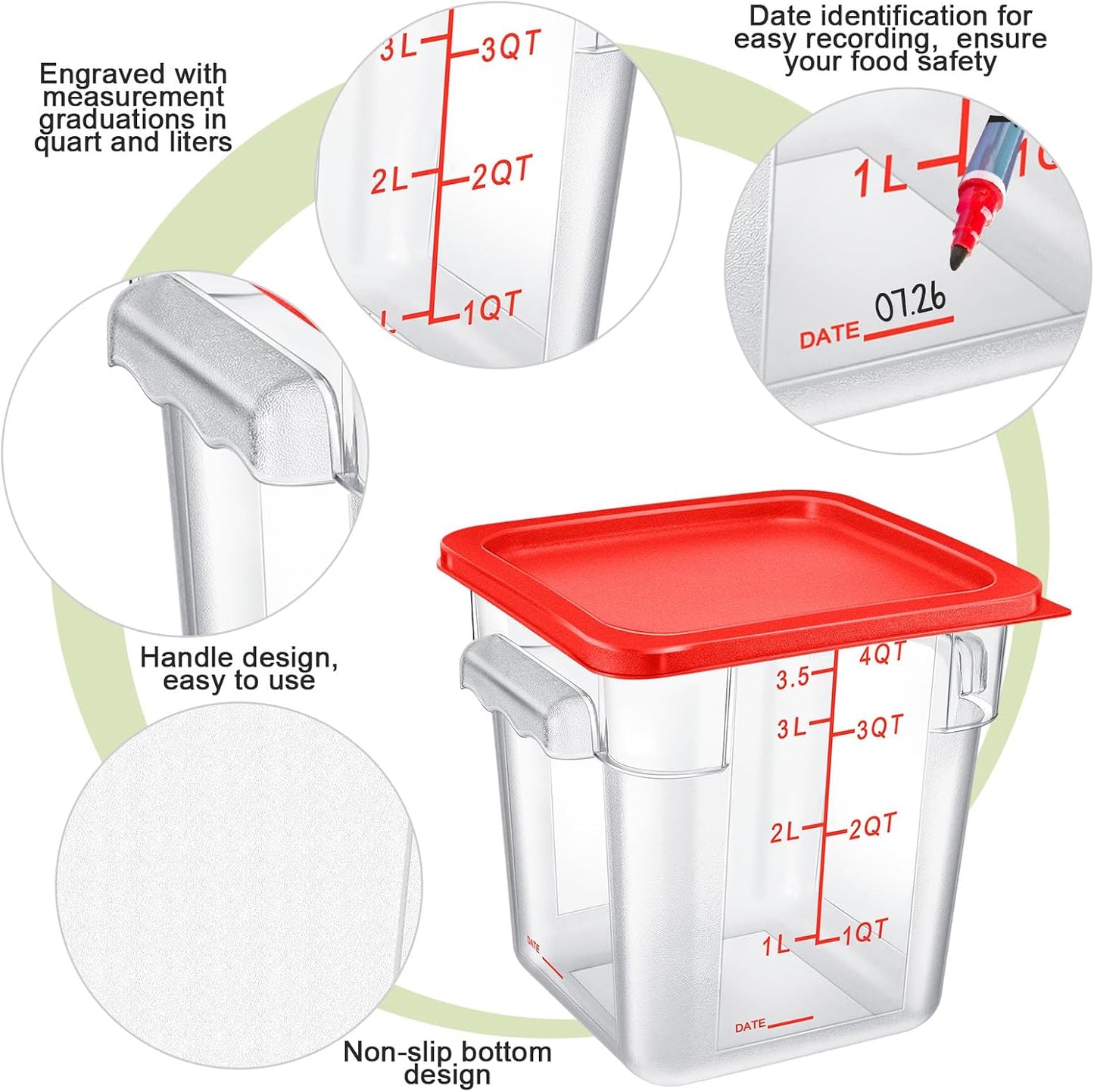 4 Recipientes Almacenamiento 4qt Plástico Transparente